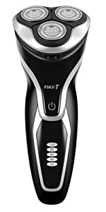 Electric Shaver for Men by MAX-T Series 3D ProSkin Rechargeable Wet Dry Electric Razor, Washable, Skin Protection, Cordless, Black