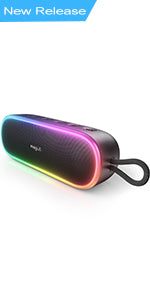 2022 RGB Lights Bluetooth Speaker, MEGUO 10W Small Portable Wireless Bluetooth Speaker w/HD Stereo, IPX5 Waterproof, 18H Playtime, Mic, TF Card, Mini Speakers for Home Garden Party Camping Travel