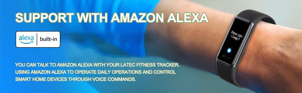 LATEC Fitness Tracker - Activity Tracker Watch with Alexa Built-in, 5ATM Waterproof Heart Rate Blood Oxygen Pressure Monitor, Sleep Swim Tracking Calorie Counter Smartwatch Band Women Men