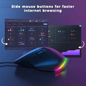 Wired Ergonomic Mouse, RGB mice with Thumb Rest, 1000/1600/3200/6400 Adjustable DPI, Stable Connection Illuminated Backlight Wired Mice with for PC Computer Laptop Desktop, Black