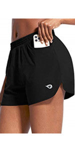 BALEAF Womens 5 Inches 2 in 1 Running Shorts Quick Dry Workout High Waisted Shorts Back Zipper Pocket