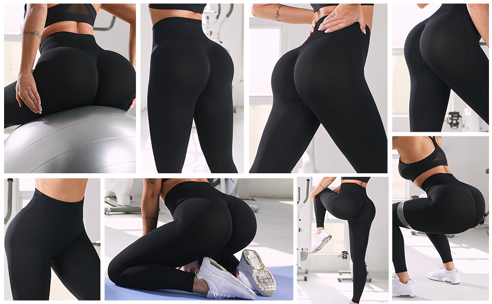 RXRXCOCO Ribbed High Waisted Workout Leggings for Women Yoga Pants  Compression Gym Tights