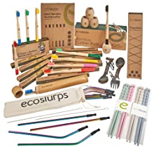 6 Bamboo Toothbrushes Medium Bristles | EcoSlurps | Premium Adult Manual Wooden Toothbrush Family Multipack | Eco Friendly & Plastic Free | Tree Planted with Each Sale (6, Multicolour)