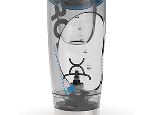 PROMiXX Pro Shaker Bottle (iX-R Edition) | Rechargeable, Powerful for Smooth Protein Shakes | includes Supplement Storage - BPA Free | 600ml Cup (Silver Blue/Gray)