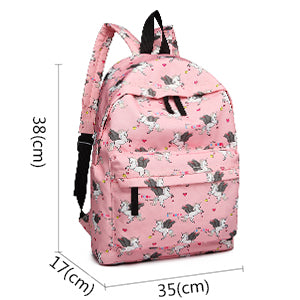 Kono Children's Backpacks Unicorn School Bag Canvas Rucksack for Girls and Boys Fashion Printed Bookbag for Students Teenagers Casual Daypack (Pink)