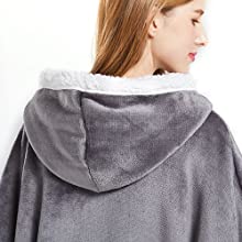 Oversized Blanket Hoodie for Women, Zip Up Hooded Sherpa Wearable Blanket, Giant Fluffy Fleece Jumper Hoodie Sweatshirt for Adults