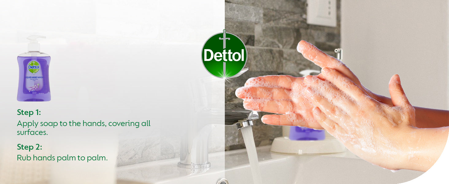 Dettol Care Antibacterial Hand Wash Soap, Lavender, Dispensing Pump, Multipack of 6 x 250 ml
