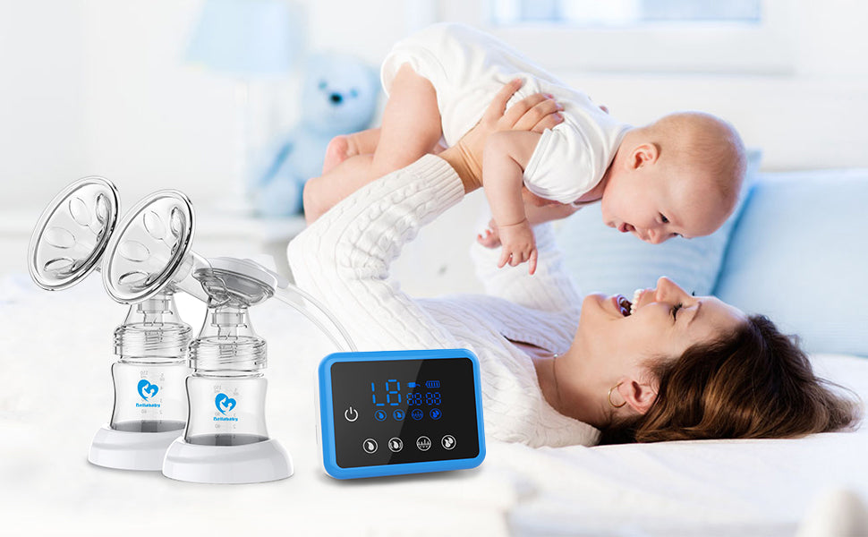 Electric Double Breast Pump, Breastfeeding Pump with 2 Modes & 10  Levels,Ultra-Quiet Rechargeable Milk Pump for Travel&Home