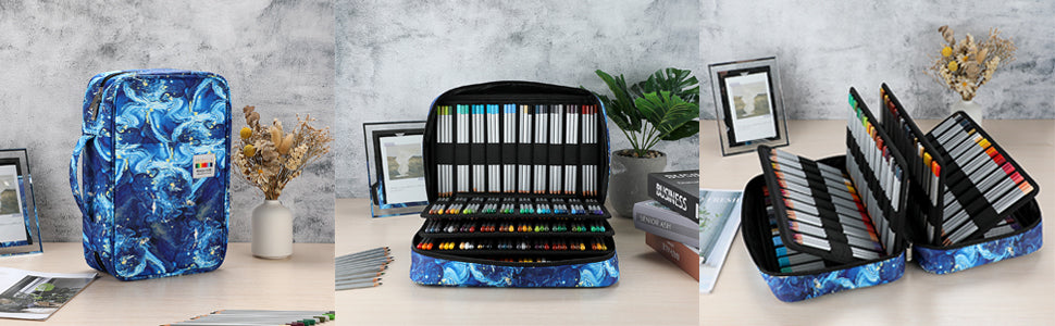AYVANBER Big Capacity Colored Pencil Case Organizer 304 Slots Pen Holder Waterproof Storage Pouch Gel Marker Pen Bag Box for Cosmetic Brush Pencils