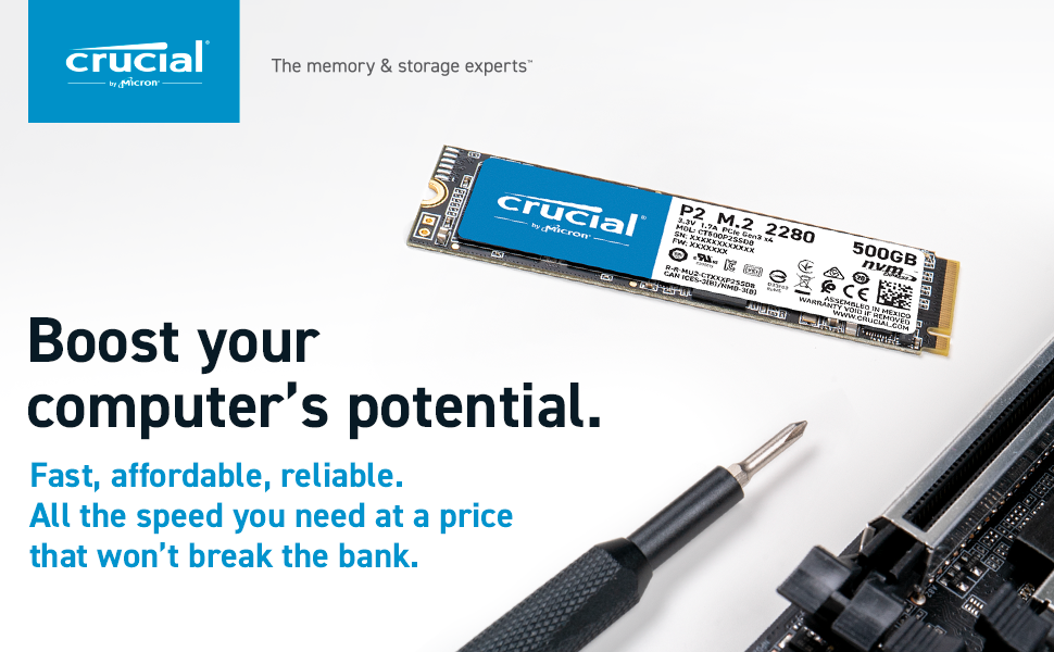 Crucial P2 CT250P2SSD8 250GB Internal SSD, Up to 2400 MB/s (3D NAND, NVMe, PCIe, M.2)