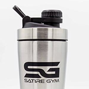 Satire Gym Protein Shaker Stainless Steel with Strainer / Leak-proof BPA Free / 700 ml Capacity with Screw Cap for Sports / Protein / Fitness (Stainless Steel Silver, 700 ml)