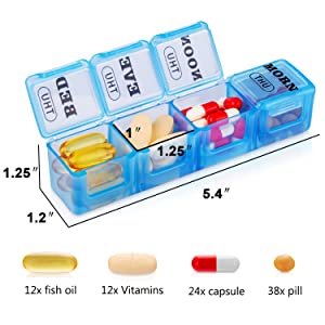 Mossime XL Weekly Pill Organiser 4 Times a Day, 7-Day Pill Box Organiser, Large Daily Dosette Box,7day Medication Organiser, Big Medicine Storage Box,Week Tablet Boxes Organiser for Vitamin