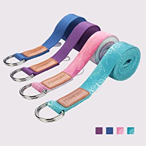 PROIRON Yoga Strap for Stretching 100% Cotton Durable Adjustable Belt for Improve Flexibility 8ft Long 2mm Thickness Silky Feel, Storage Loop Included