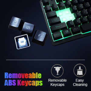 Wired Gaming Keyboard Mouse Combo Rainbow Backlit 104 Keys Full Anti-ghosting Gamer Keyboard + 2400DPI Adjust 4 Buttons Usb Optical Game Mouse Mousepad Compatible for PC Laptop Gamer Office Typists