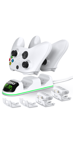 OIVO Controller Charging Dock with 2 x Rechargeable Battery Packs for Xbox One/Xbox Series X/S, Twin Charging Dock with 2 x 1300mAh Rechargeable Battery Packs - White (Xbox Series X & S/Xbox One)