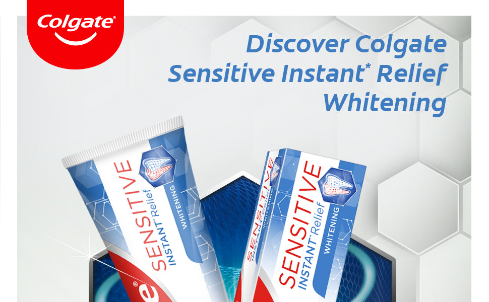 Colgate Sensitive Instant Relief Whitening Toothpaste 75 ml Pack of 5, Blocks Pain Instantly, Prevents Sensitivity, Gently Removes Stains (5 x 75 ml)