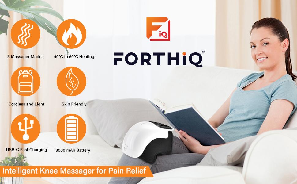 FORTHiQ Cordless Knee Massager, Powerful Battery Based Infrared Deep Heat Knee Joint Pain Relief for Swelling Stiff Joints, Stretched Ligament and Muscles Injuries