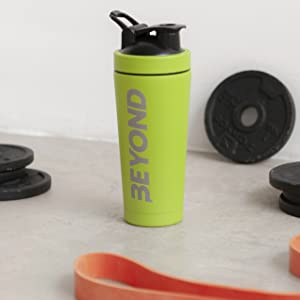 Beyond Fitness Premium Insulated Stainless Steel Protein Mixer Shaker Supplement Bottle - Metal and BPA Free Brushed Steel