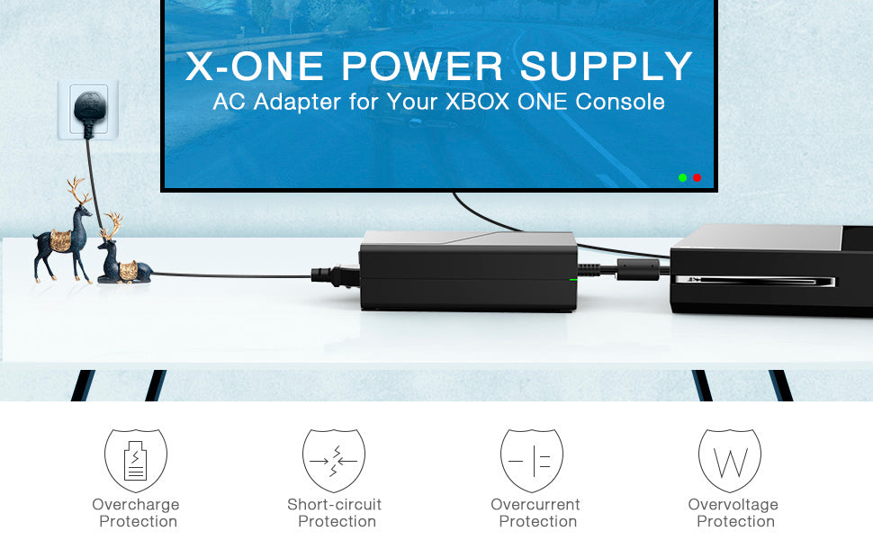 Xbox One Power Supply Brick, AC Adapter Replacement for Xbox One Console,100-240V Worldwide Use