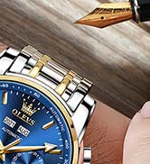 Men's Automatic Watch with Stainless Steel Band Big Face Skeleton Self Winding Analog Watch for Men Luxury Day Date Waterproof Luminous Tourbillon Watch Gifts for His