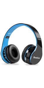 BestGot Kids Headphones Boys Childrens Over Ear Wired with Microphone Lightweight with Detachable 3.5mm Cable for Smartphone Tablets Laptop (Black/Blue)
