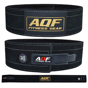 AQF Leather Weight Lifting Belt Powerlifting Belt Back Support – 4” Wide x 10mm Thick Lever Buckle Cowhide Leather Training Belt Suede Lining Black & Brown