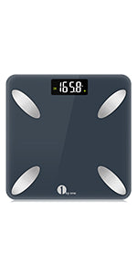 1BY ONE Smart Body Scales Digital Fat Weighing Scales Body Composition Monitor with Free APP for Body Weight & Fat%,BMI,Muscle Mass 180kg/400lb, Black