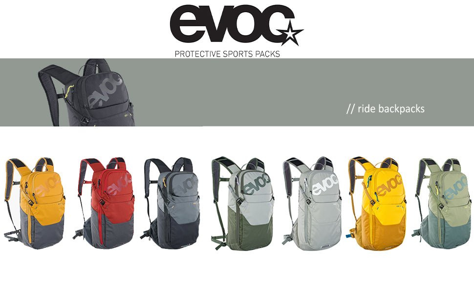 EVOC RIDE 8 Bike backpack for trails and other activities (clever pocket management, ventilated with AIR-PAD back padding), Black