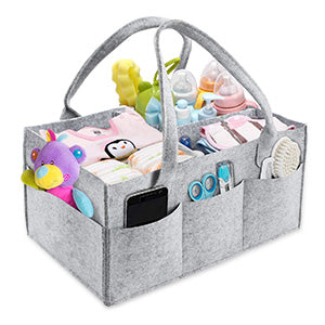 Yueshop Grey Felt Baby Diaper Caddy Nursery Storage Wipes Bag Nappy Organizer Container (Grey)