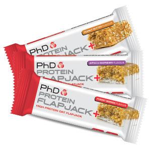 PhD Nutrition | Protein Flapjack+ | High Protein, Low Sugar | Rolled Oats Protein Snack | Complex Carbohydrates & Vitamin E | 19g Protein, 270 Calories | Peanut Butter, 12 Bars