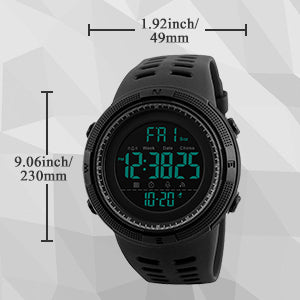 RSVOM Mens Digital Watch - 50M Waterproof Men Sports Watches, Black Big Face LED Military Wrist Watch with Alarm/Countdown Timer/Dual Time/Stopwatch/12/24H Format for Man