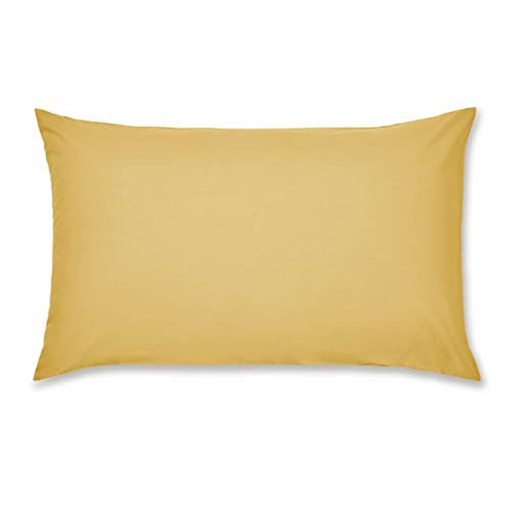 Catherine Lansfield Easy Iron Percale Standard Pillowcase Pair, Polycotton, Ochre
