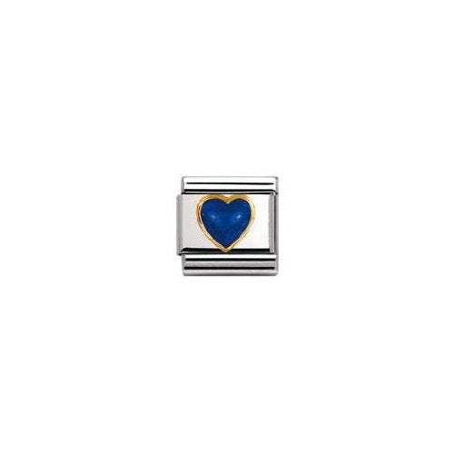 Nomination Composable Classic Gemstone Lapis Lazuli Heart Made of Stainless Steel and 18K Gold