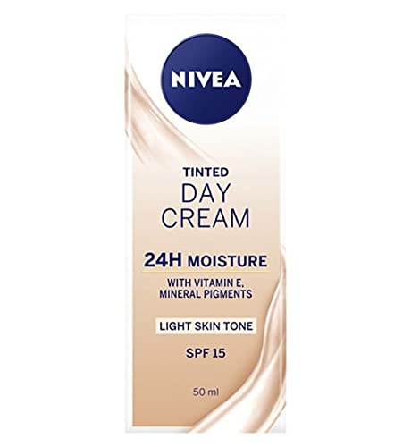 NIVEA Tinted Moisturising Day Cream in a Pack of 4 (4 x 50 ml), Vitamin E Enriched Tinted Moisturiser with SPF 15, Skin Care Essentials