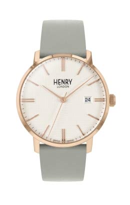 Henry London Regency Rose Gold Case Creamy White Dial Grey Leather Strap HL40-S-0398
