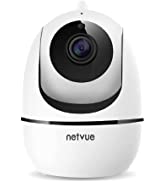 NETVUE Wi-Fi Camera, Indoor Security Camera, Smart Home Camera for Pet/Elderly/Dog/Baby Monitor, 360° Pan, IR Night Vision, 2-Way Audio, Motion Detection & Alerts, Compatible with Alexa, 2.4ghz WiFi