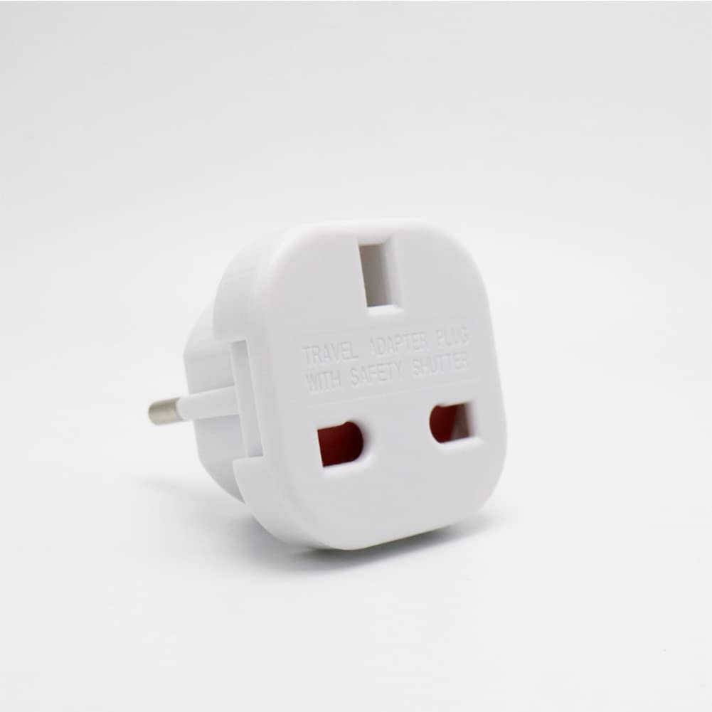 EU Travel Adapter UK to European Plug Adapter, Europe Converter Type C, E, F for Spain, France, Italy, Portugal, Germany, Netherlands, Greece, Poland, Turkey, Bulgaria and more