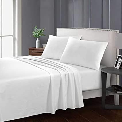 AR Ware Bedding Flat Sheets Super Soft 300 TC Flat Bed Sheets Easy Care 100% Egyptian Cotton Hotel Quality (White, King)