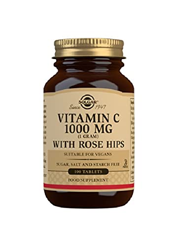 Solgar Vitamin C 1000 mg with Rose Hips Tablets - Pack of 100 - Immune System Support - For Tiredness and Fatigue - Collagen Formation Support - Vegan