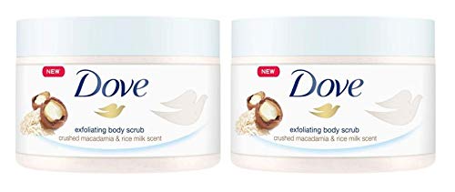 Dove Exfoliating Body Scrub Crushed Macadamia & Rice Milk Scent 225ml (Pack of 2)