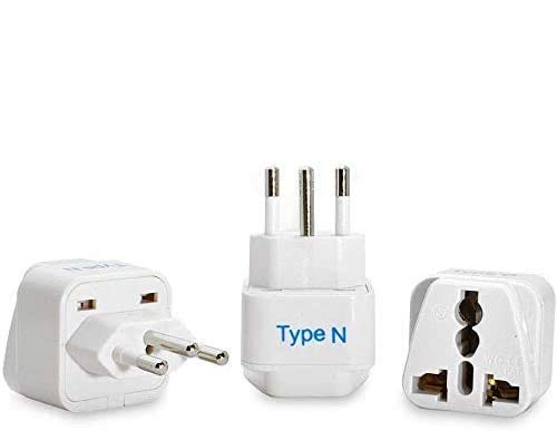 【3 PACKS】 - UK to BRAZIL PLUG ADAPTER : Brazil's Official Standard Plug - CE Certified. Travel Plug Adapter (Type N) for BRAZIL & SOUTH AFRICA SA- (MG LTD - WHITE)