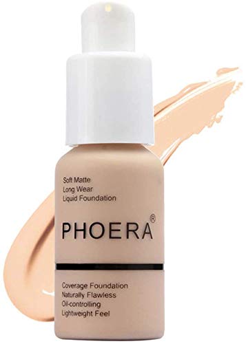 ABRUS® - Phoera Full Coverage Foundation Soft Matte Oil Control Concealer 30ml Flawless Cream Smooth Long Lasting 24HR (102 Nude)