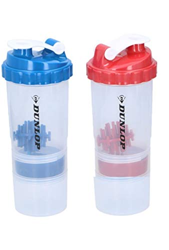 SET OF 2 PROTEIN SHAKER WITH POWDER STORAGE COMPARTMENT 350ML SPORTS –GYM BOTTLE