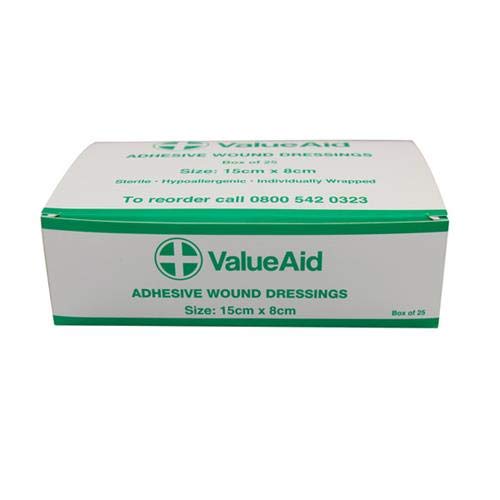 Value Aid Adhesive Wound Dressings - 15cm x 8cm - Box of 25