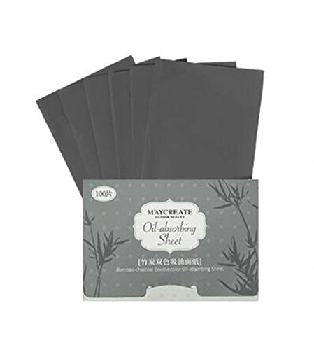 CangNingShang 100 Sheets Tissues Face Oil Blotting Papers Makeup Acne Prone Skin Daily Use Natural Oil Absorbing Bamboo charcoal Grey