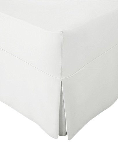 AmigoZone Extra Deep Non Iron Percale Fitted Valance Sheet Pleated (King, White)