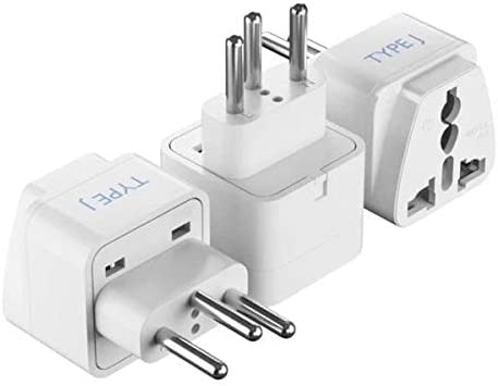 【3 PACK 】- UK To Switzerland Travel Adapter, Swiss Plug Adapter Travel Adaptor, Grounded Power Adaptor Plug type J, also for Liechtenstein & Jordan -WHITE -MG LTD