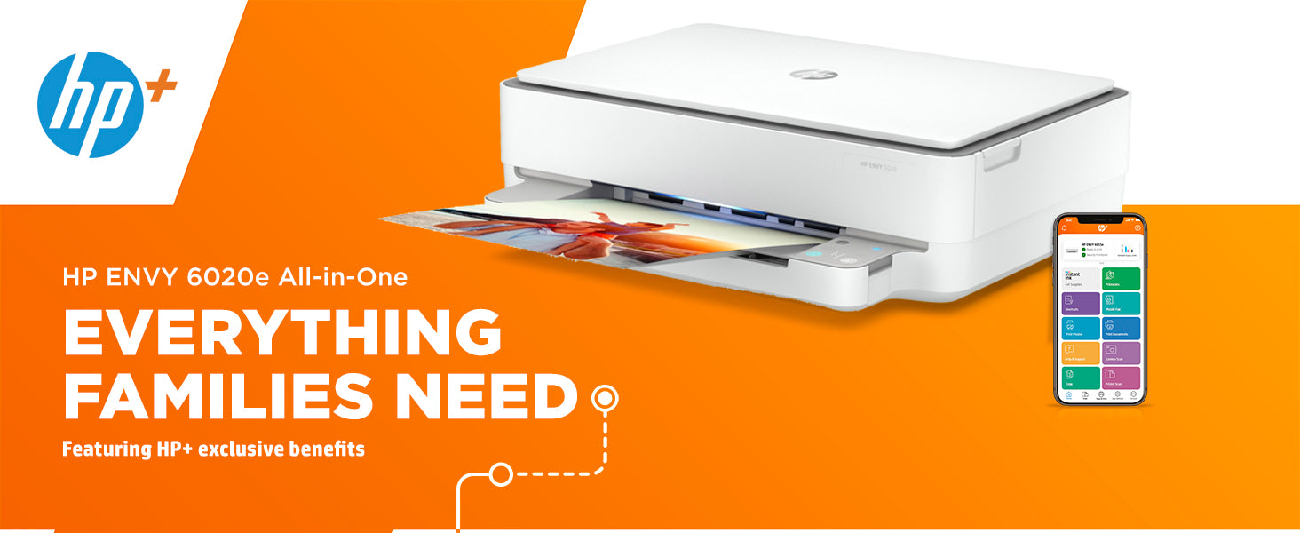 HP Envy 6020e All in One Colour Printer with 6 months of Instant Ink included with HP+, White