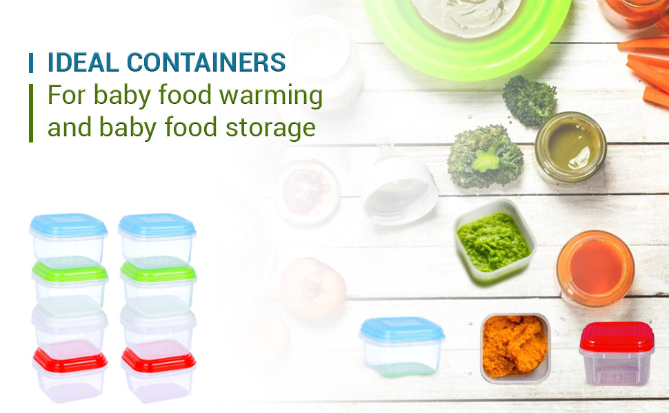 Baby Food Container Freezer Cube Trays Weaning Pots Tubs Stacking Containers (Pack 16 Mini)