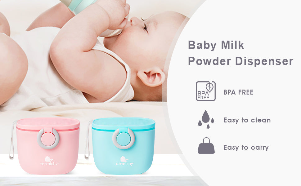 Milk Powder Dispenser, Termichy Formula Dispenser, 500ml Airtight Portable Milk Powder Container for Travel Feeding, with Leveler and Spoon(1 pc, Pink)